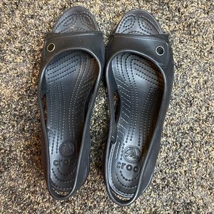 CROCS Black Heels, Size 8